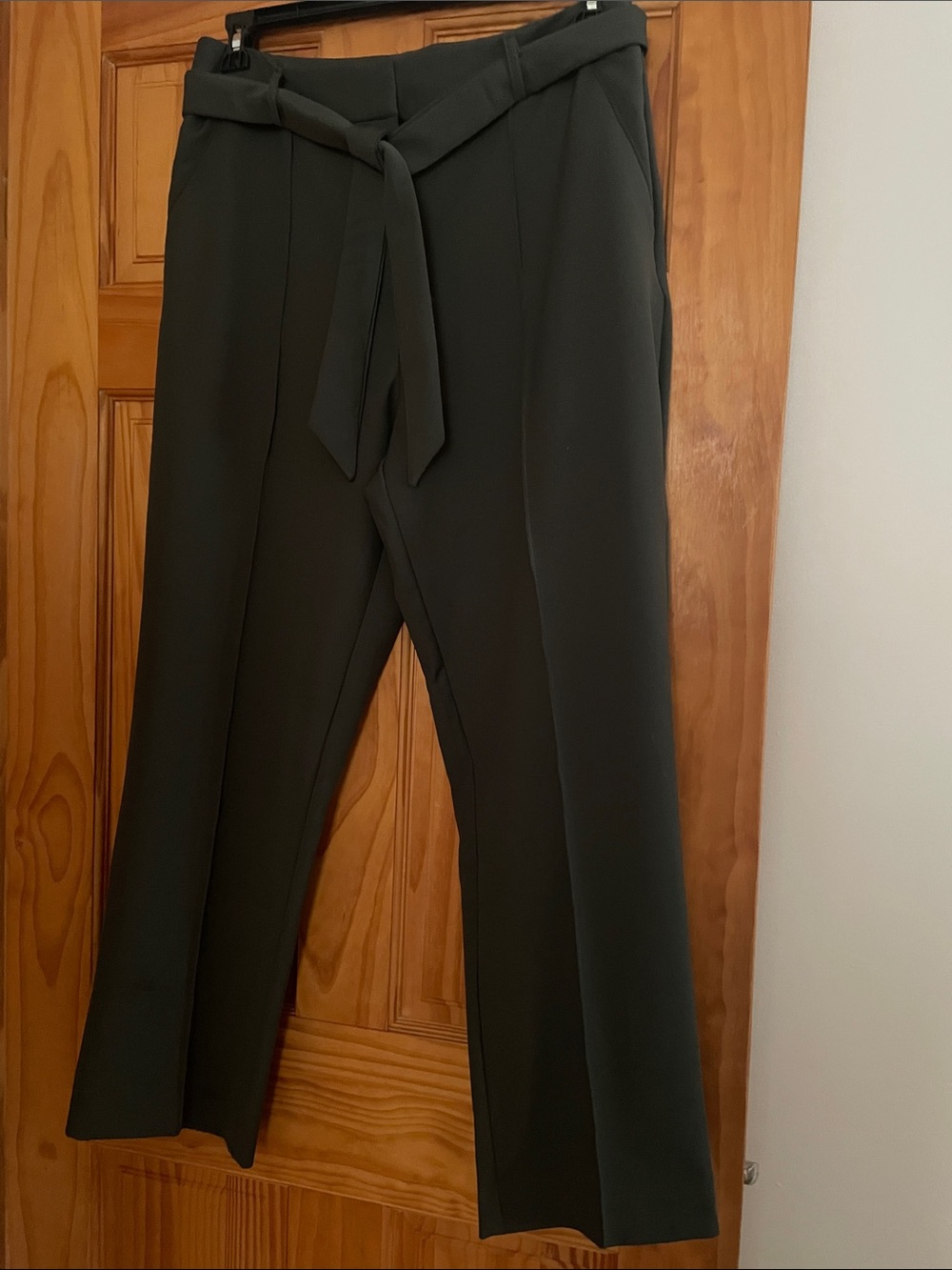 Rachel Zoe Olive Green Straight-Leg Tie-Waist Pants